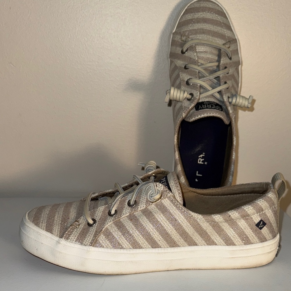 Sperry Women's Beige Striped Sneakers